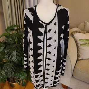 Chicos Long Geometric Print Sweater
